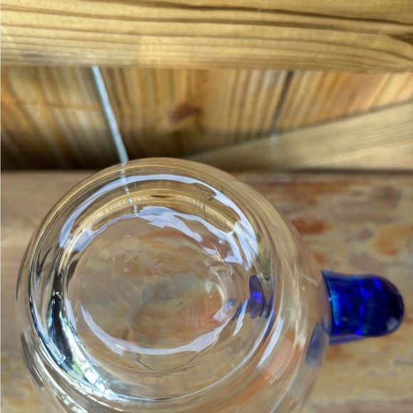 3 Piece Set 2 Mexican Hand Blown Margarita Glasses & Pitcher Cobalt Blue Trim - Picture 11 of 11